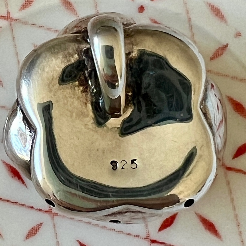 Vintage 925 Sterling Silver 3D Rose Slide Pendant - Picture 2 of 5